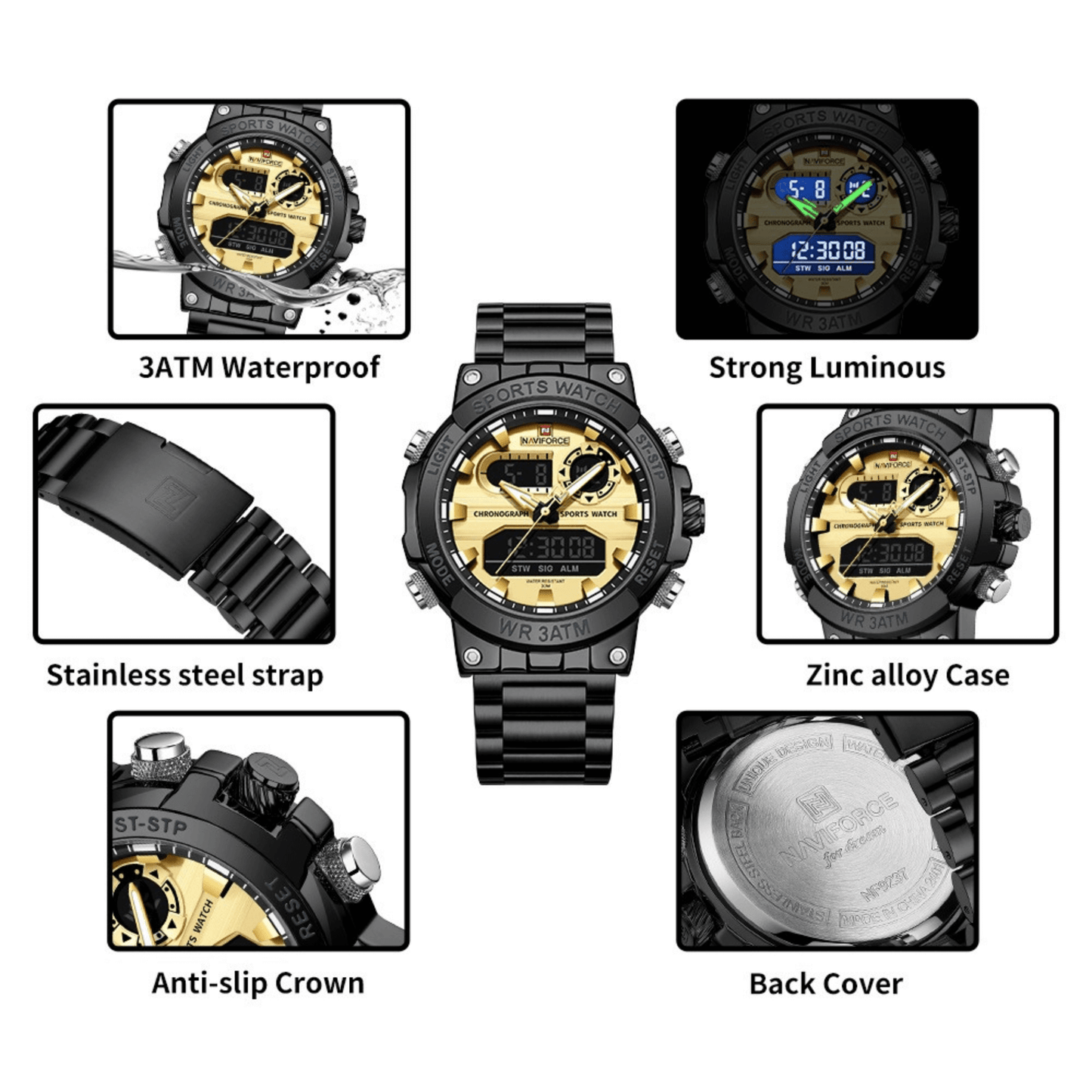 Naviforce Dual-Display Steel